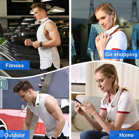 Portable Neck Fan, Hands Free "Hands-Free Bladeless Fan: 360° Cooling Personal Portable Neck Fan - Rechargeable and Convenient"