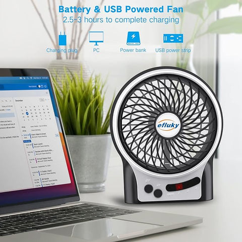 Mini Portable Fan, Handheld Desk Fan with Torch, USB Rechargeable Fan, Fast Smooth Running, 3 Speed Fan for Study Table, Home, Office, Travel, Camping, etc.
