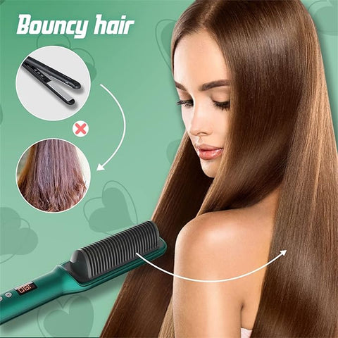 2 in 1 Hair Straightener and Curler - Professional Hair Straightener Brush and Comb for Salon-Quality Results - Hair Style Accessories for Girls