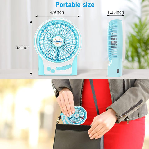 Mini Portable Fan, Handheld Desk Fan with Torch, USB Rechargeable Fan, Fast Smooth Running, 3 Speed Fan for Study Table, Home, Office, Travel, Camping, etc.