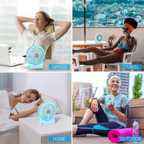 Mini Portable Fan, Handheld Desk Fan with Torch, USB Rechargeable Fan, Fast Smooth Running, 3 Speed Fan for Study Table, Home, Office, Travel, Camping, etc.
