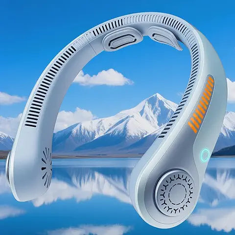 Neck Fan Portable Bladeless neck fans rechargeable USB Cooling Fan Super Strong hanging neck fan Portable Personal Fan Super Quiet Fan Dual Cooling Fan Summer Fan for Outdoor Sports Home Office Travel