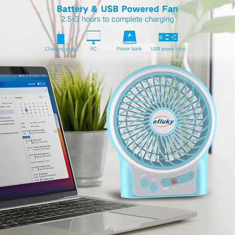 Mini Portable Fan, Handheld Desk Fan with Torch, USB Rechargeable Fan, Fast Smooth Running, 3 Speed Fan for Study Table, Home, Office, Travel, Camping, etc.