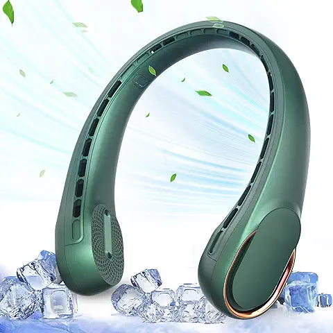 Neck Fan Portable Bladeless neck fans rechargeable USB Cooling Fan Super Strong hanging neck fan Portable Personal Fan Super Quiet Fan Dual Cooling Fan Summer Fan for Outdoor Sports Home Office Travel